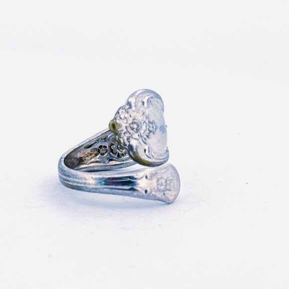 Vintage Estate WM Rogers Floral Spoon Ring Silver Plated Size 7, Handmade Jewelr - Picture 2 of 11